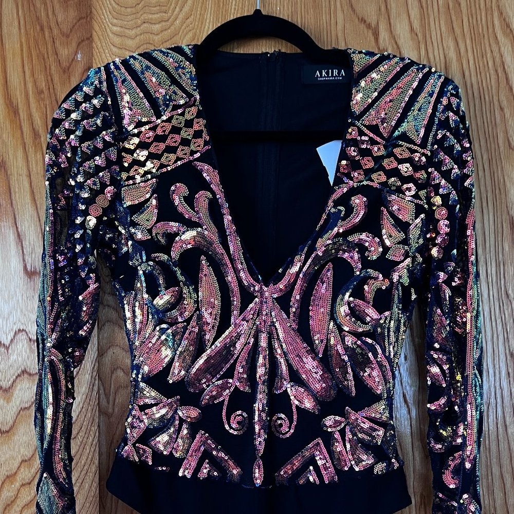 NWT Akira sequin body suit size small